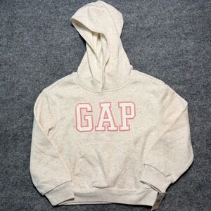 GAP KIDS Girls Logo Hoodie Sweatshirt Beige Pink Size‎ 7 NWT